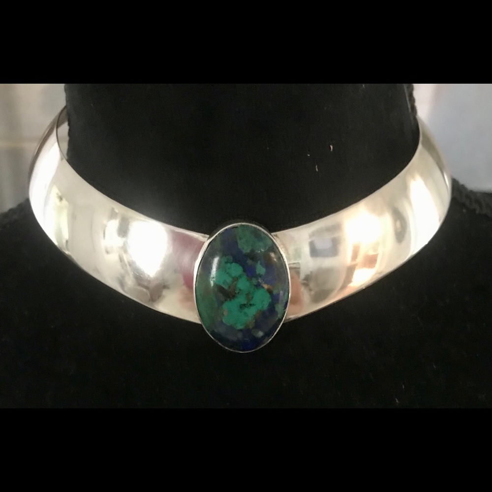 1985 Carol Felley Azurite Sterling Silver Choker